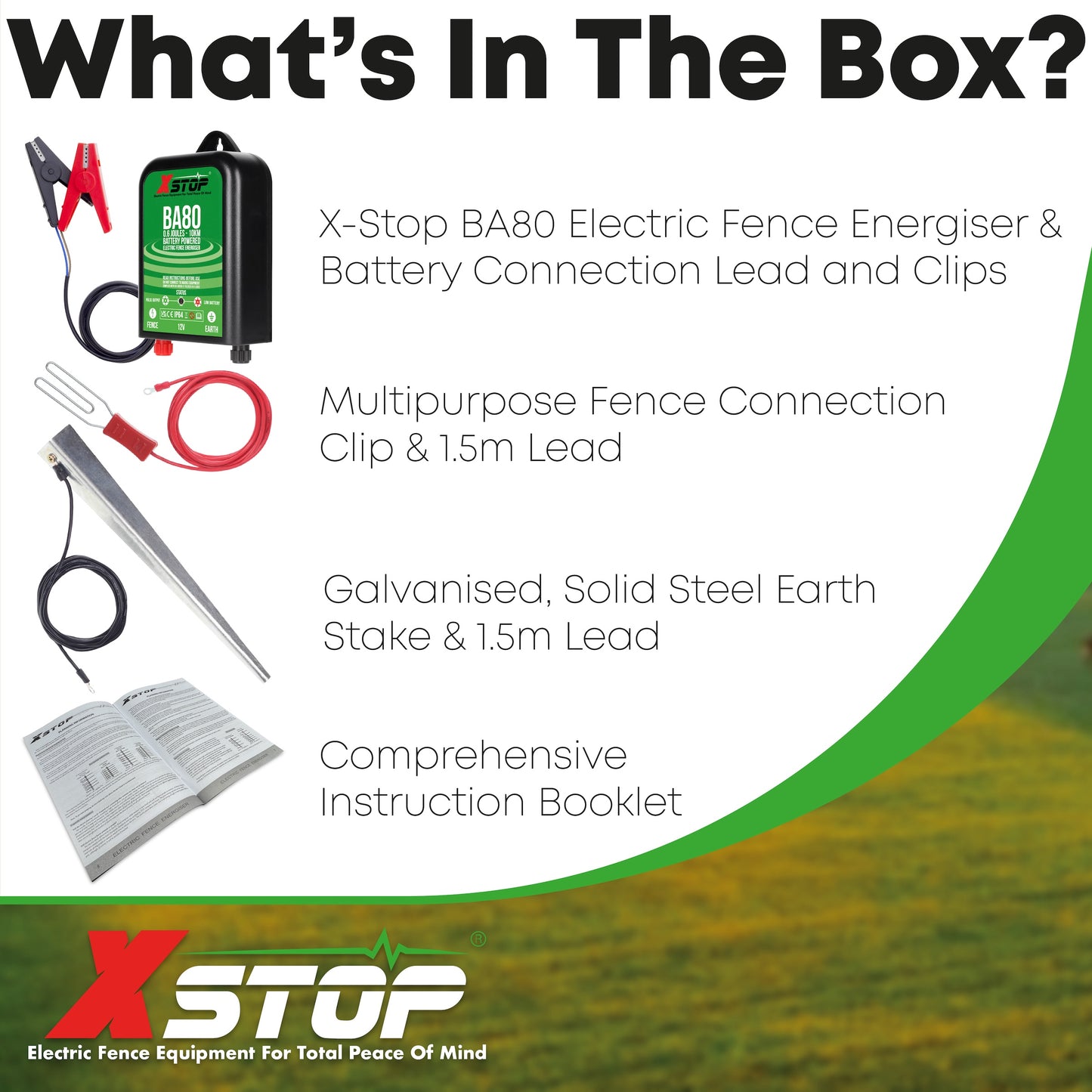 X-Stop BA80 12v Battery Powered Electric Fence Energiser Fencer for Horses 0.6J - 10Km