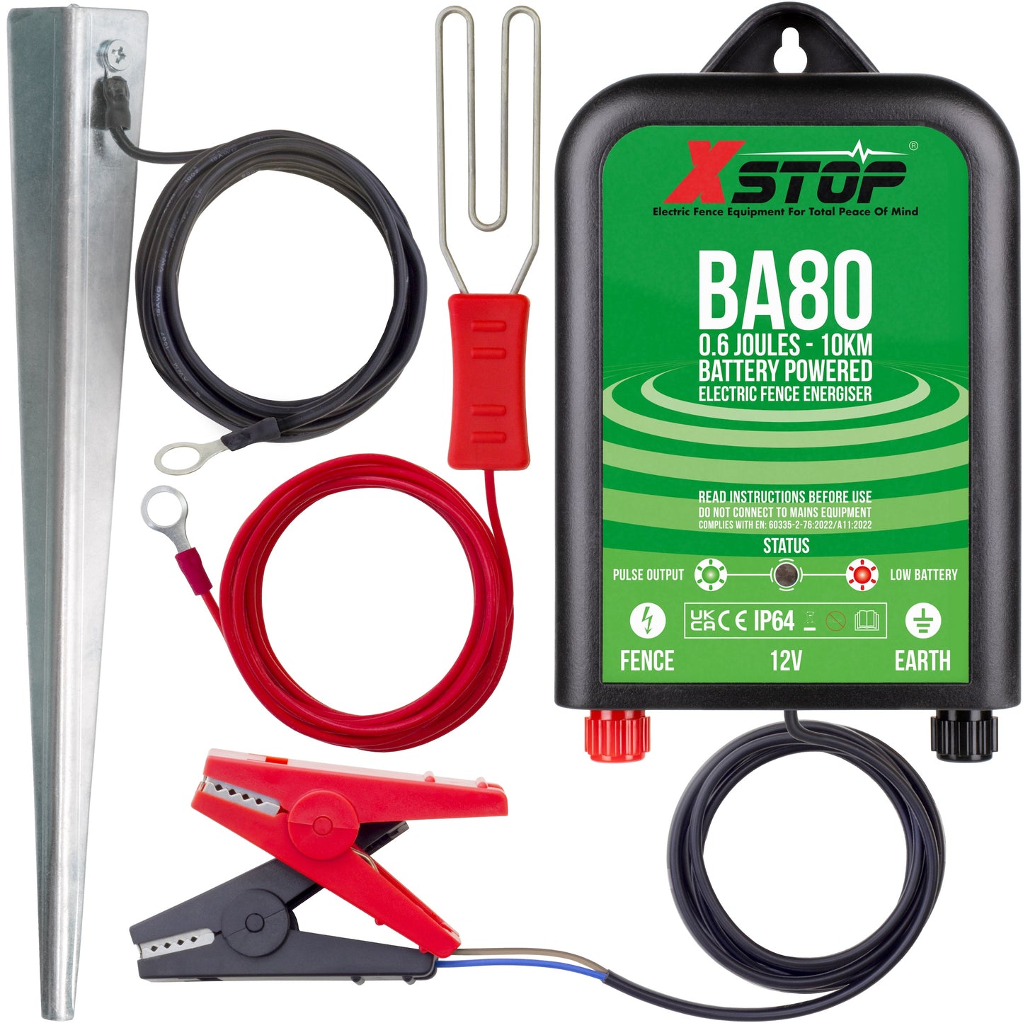 X-Stop BA80 12v Battery Powered Electric Fence Energiser Fencer for Horses 0.6J - 10Km