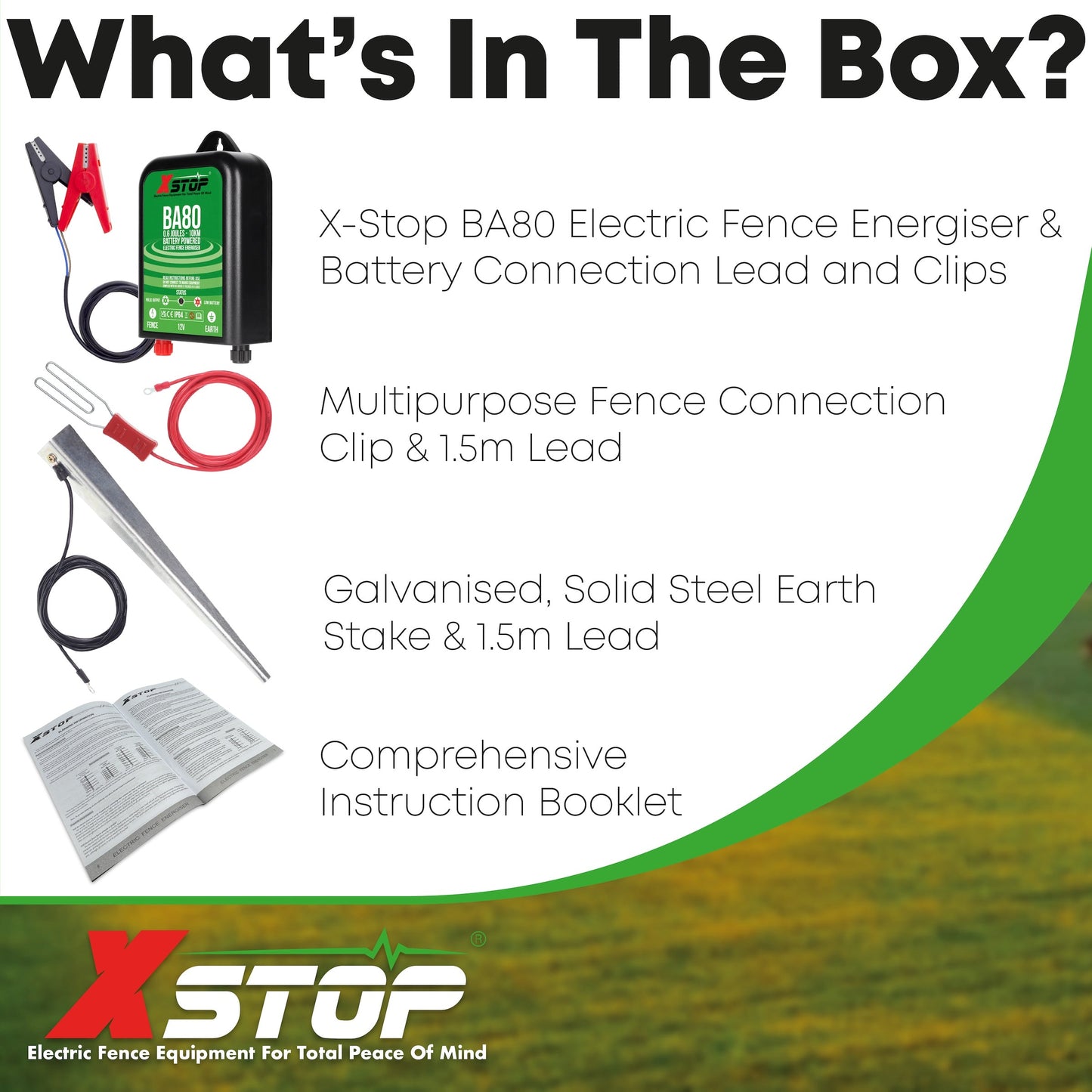 X-Stop BA80 12v Battery Powered Electric Fence Energiser Fencer 0.6J - 10Km