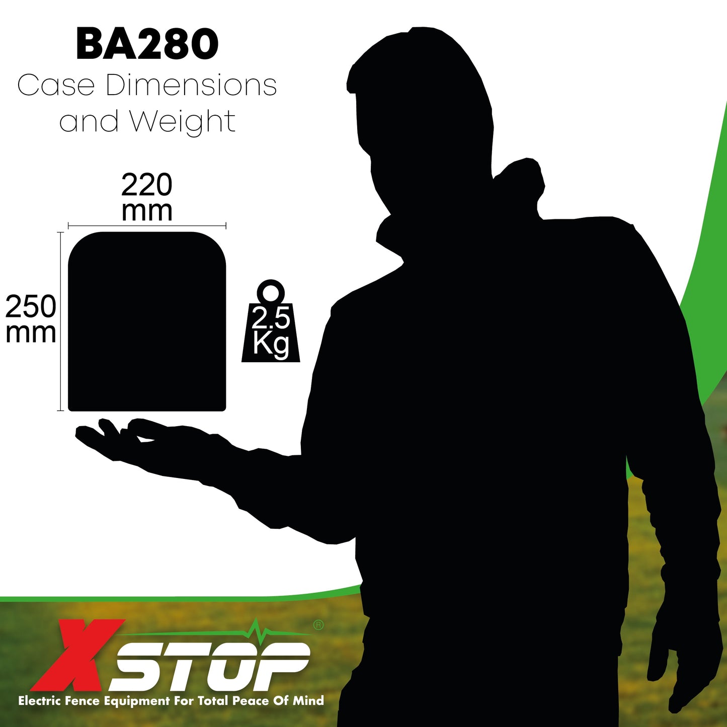 BA280 12v Battery Powered Electric Fence Energiser 1.6J - 30Km | X-Stop